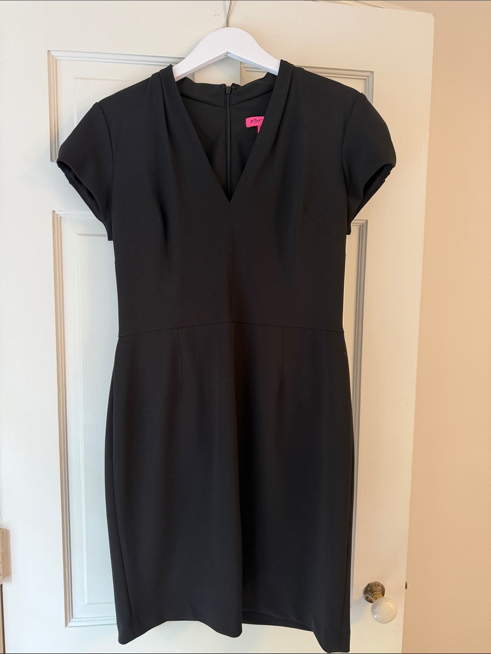 Betsey Johnson Black V-Neck Cap Sleeve Mini Dress